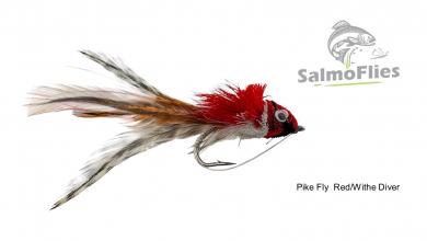 Pike Fly  Red/Withe Diver 3/0