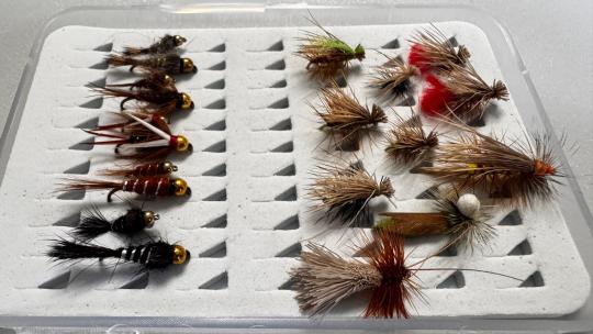10 Trockenfliegen/Drys, 10 Nymphen Forelle & Äsche/Trout & Grayling 